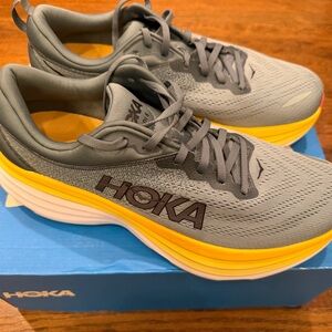 Hoka Bondi 8 Men's Gray and Yellow Athletic Shoes 12.5D